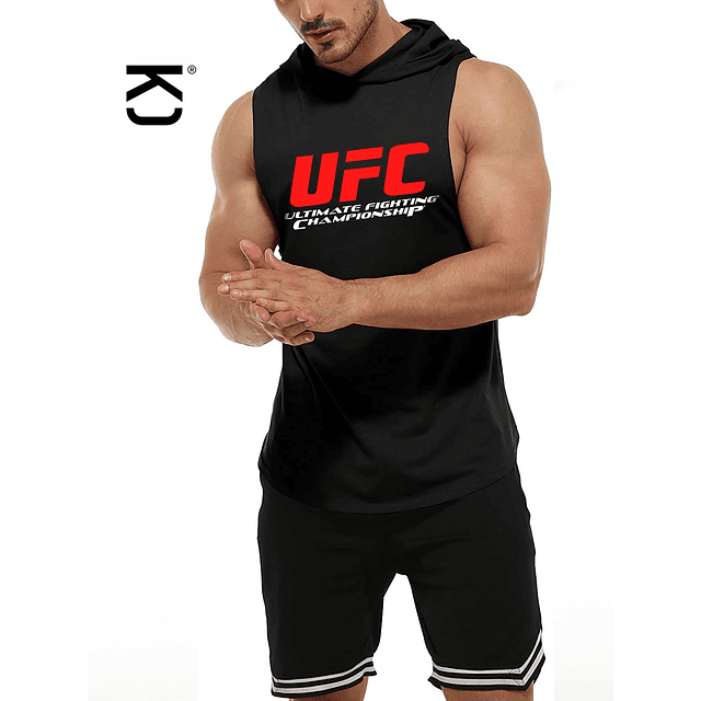 Polera Musculosa Capucha  UFC Black