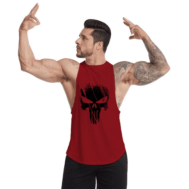 Polera Musculosa Cuello Redondo The punisher Red