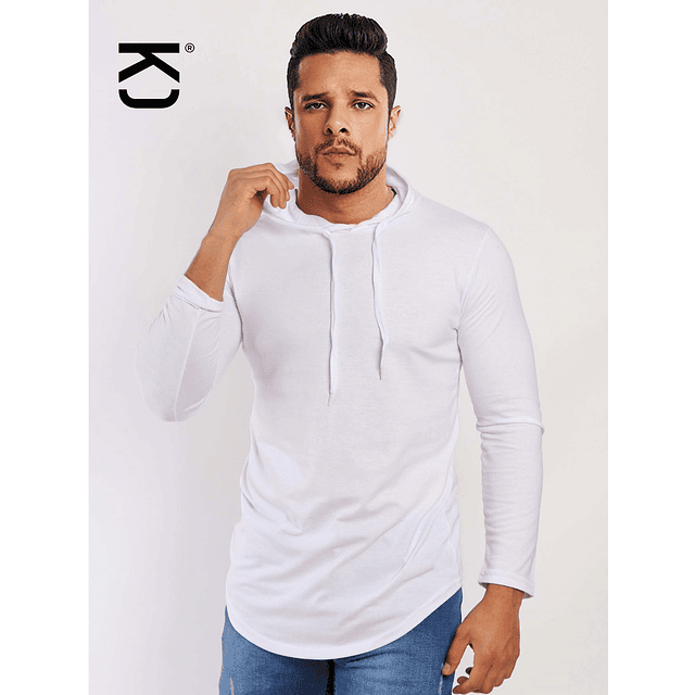 Polera Long Fit  Capucha / White