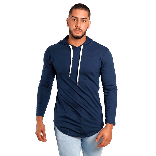 Polera Long Fit  Capucha / Azul Marino