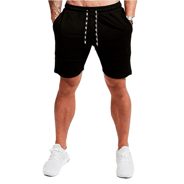 Short Gym Hombre Corto Algodón Con Bolsillo