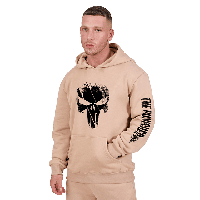 Poleron Canguro The punisher Beige Edicion Limitada