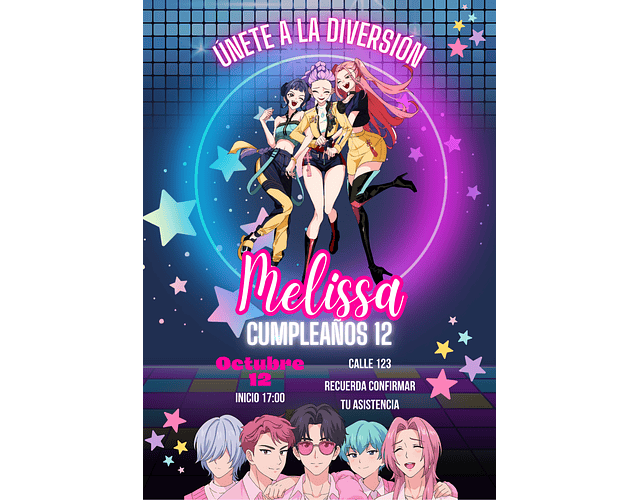 Invitación digital temática Huntrix