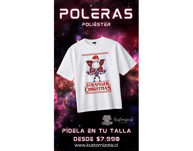 ⭐ Polera Navideña Stranger Things – Tacto Algodón
