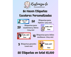 Kit de Etiquetas Escolares Personalizables