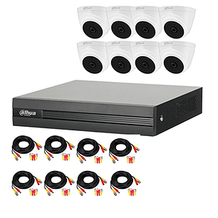 Kit XVR 8 Cámaras Domo 2mp lente 3.6mm Disco 1tb