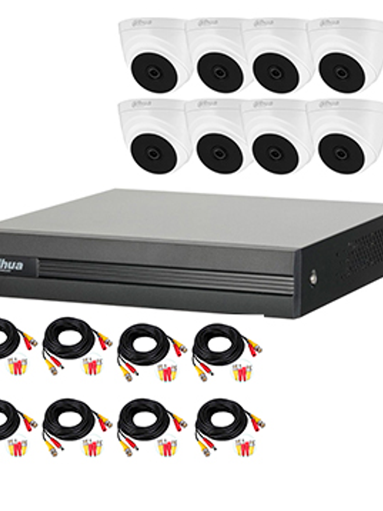 Kit XVR 8 Cámaras Domo 2mp lente 3.6mm Disco 1tb 1