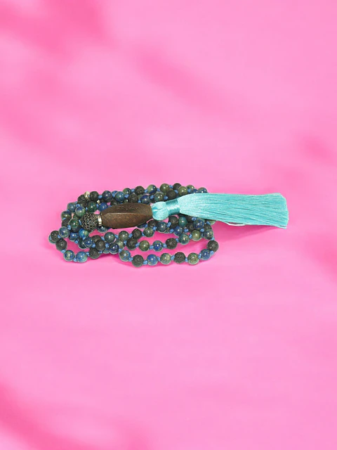 Japa Mala Lapislazuli y Piedra Volcánica de 6mm