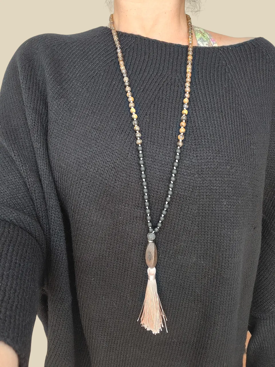 Japa Mala Ojo de tigre y Onix Mate de 6mm 6