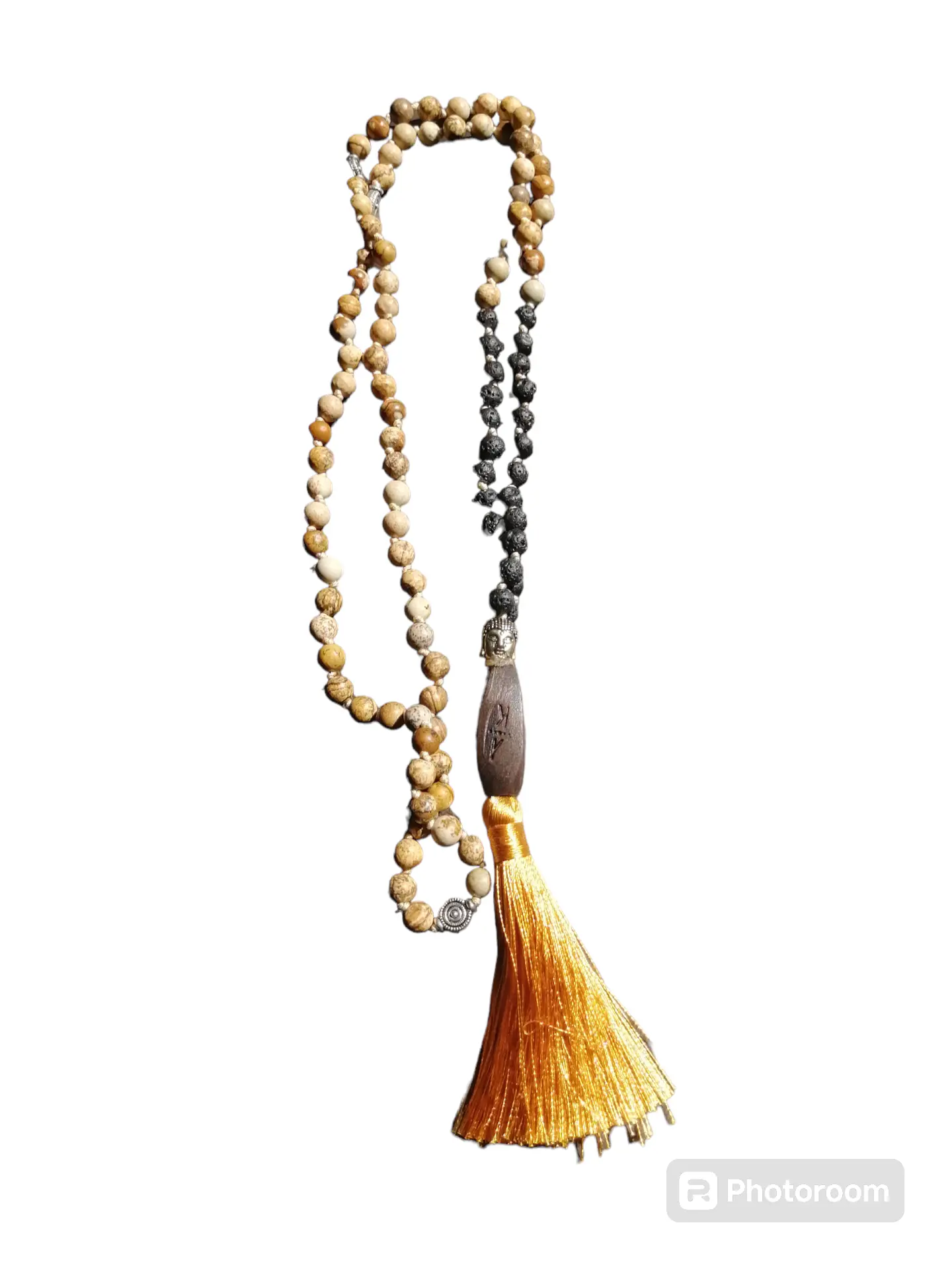 Japa Mala Jaspe Paisina y Piedra Volcánica de 6mm 4