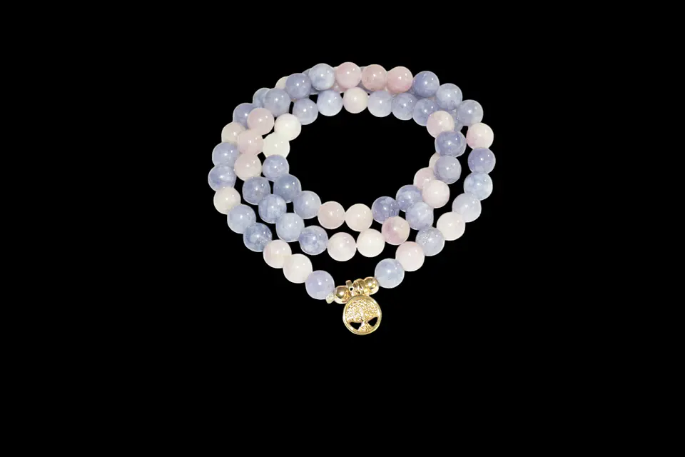 Pulsera de Aguamarina y Kunzita de 8mm 2