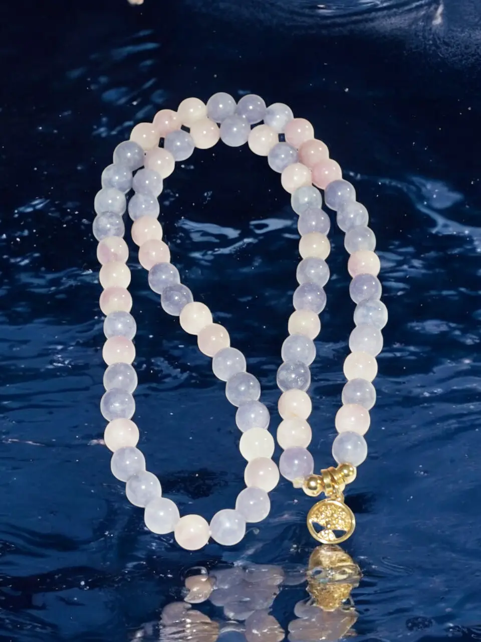 Pulsera de Aguamarina y Kunzita de 8mm 3