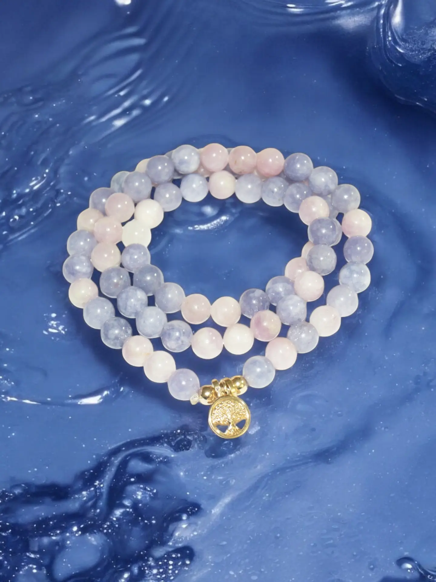 Pulsera de Aguamarina y Kunzita de 8mm 4