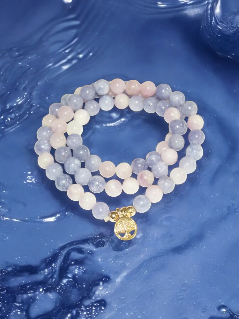 Pulsera de Aguamarina y Kunzita de 8mm 4