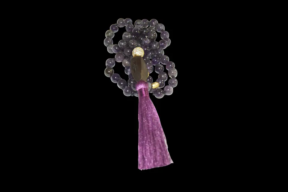 Collar Amatista 8mm borla morada 2