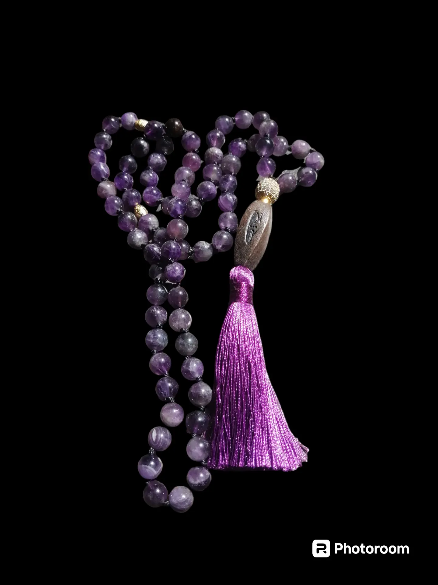 Collar Amatista 8mm borla morada 3