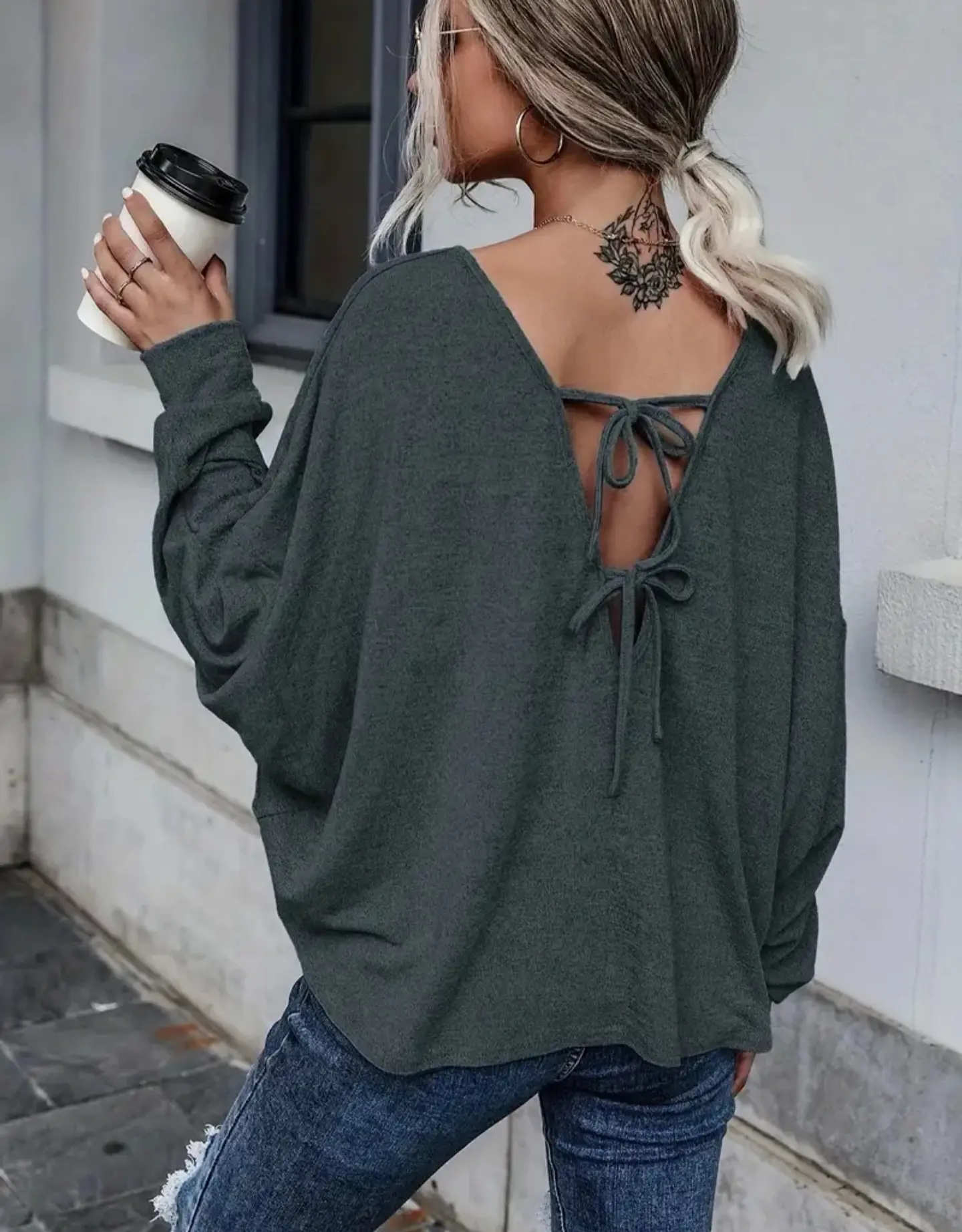Polera algodón con amarras en la espalda talla M 3