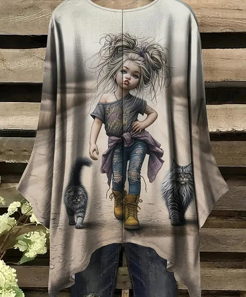 Polera con estampado de Niña talla XL