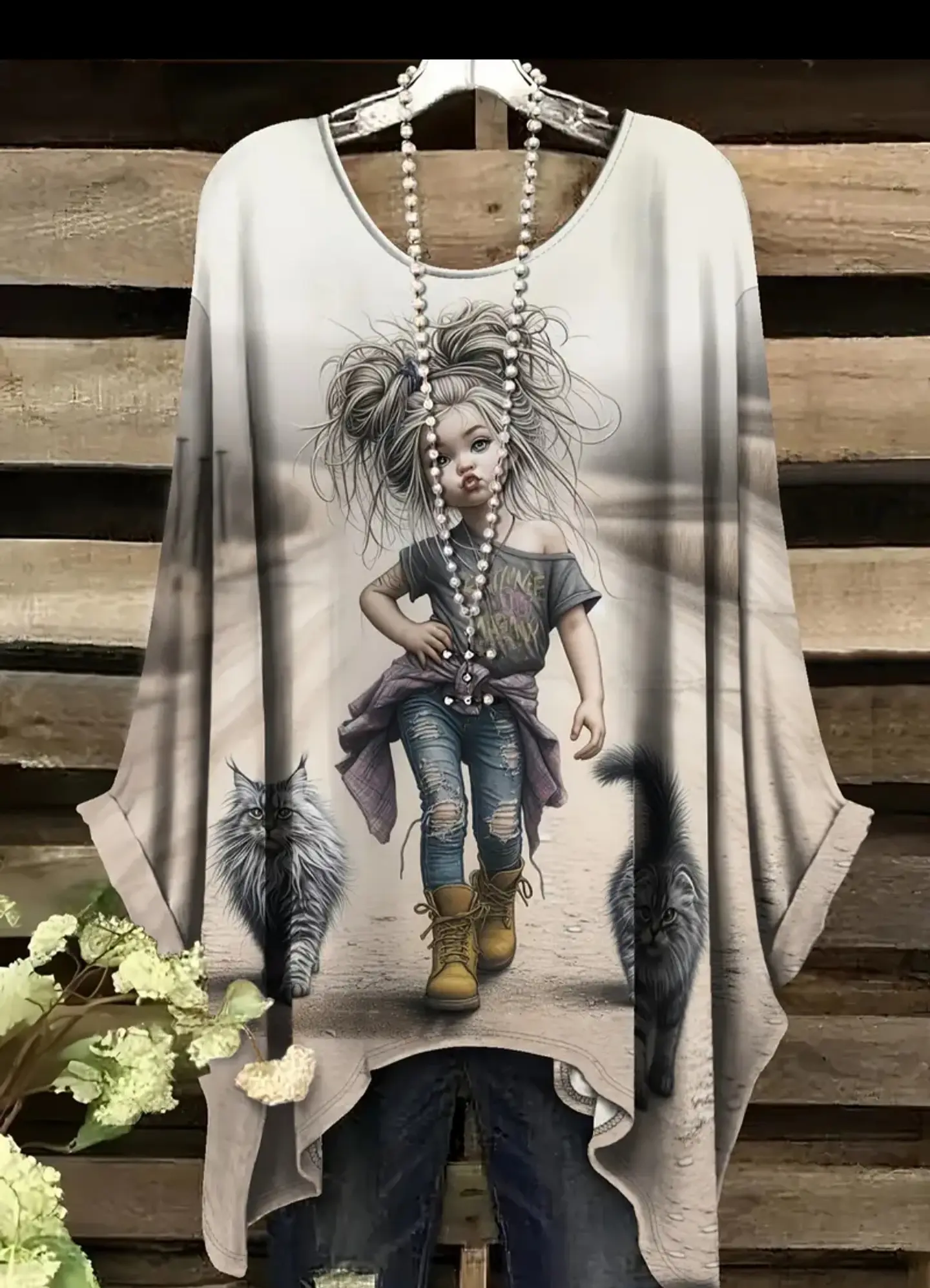 Polera con estampado de Niña talla XL 3