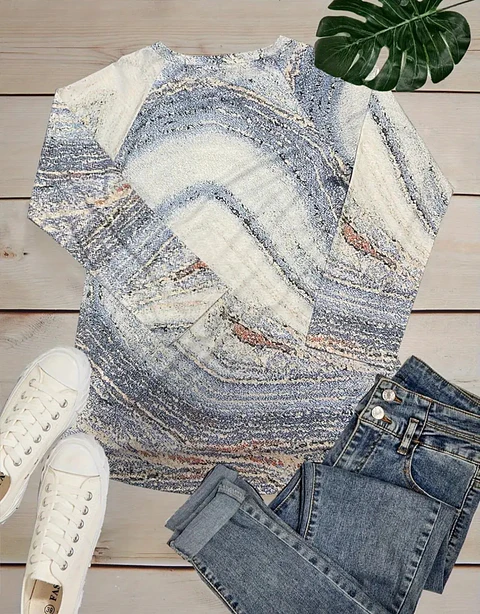 Polera larga en tonos celestes talla L