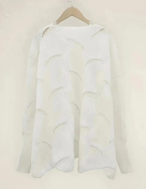 Sweter Blanco con encaje Talla L