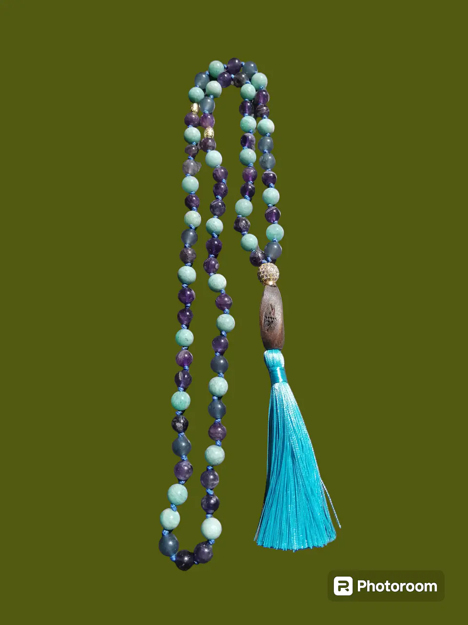 Collar Aguamarina, Charoita y Apatita 8mm 4
