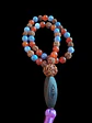 Japa Mala 45 cuentas de Cornalina, Rudraksha y Aguamarina 8mm - Miniatura 3