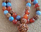 Japa Mala 45 cuentas de Cornalina, Rudraksha y Aguamarina 8mm - Miniatura 4