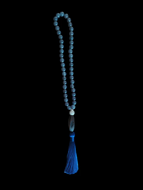 Japa Mala 45 cuentas de Cuarzo Ahumado azul 8mm