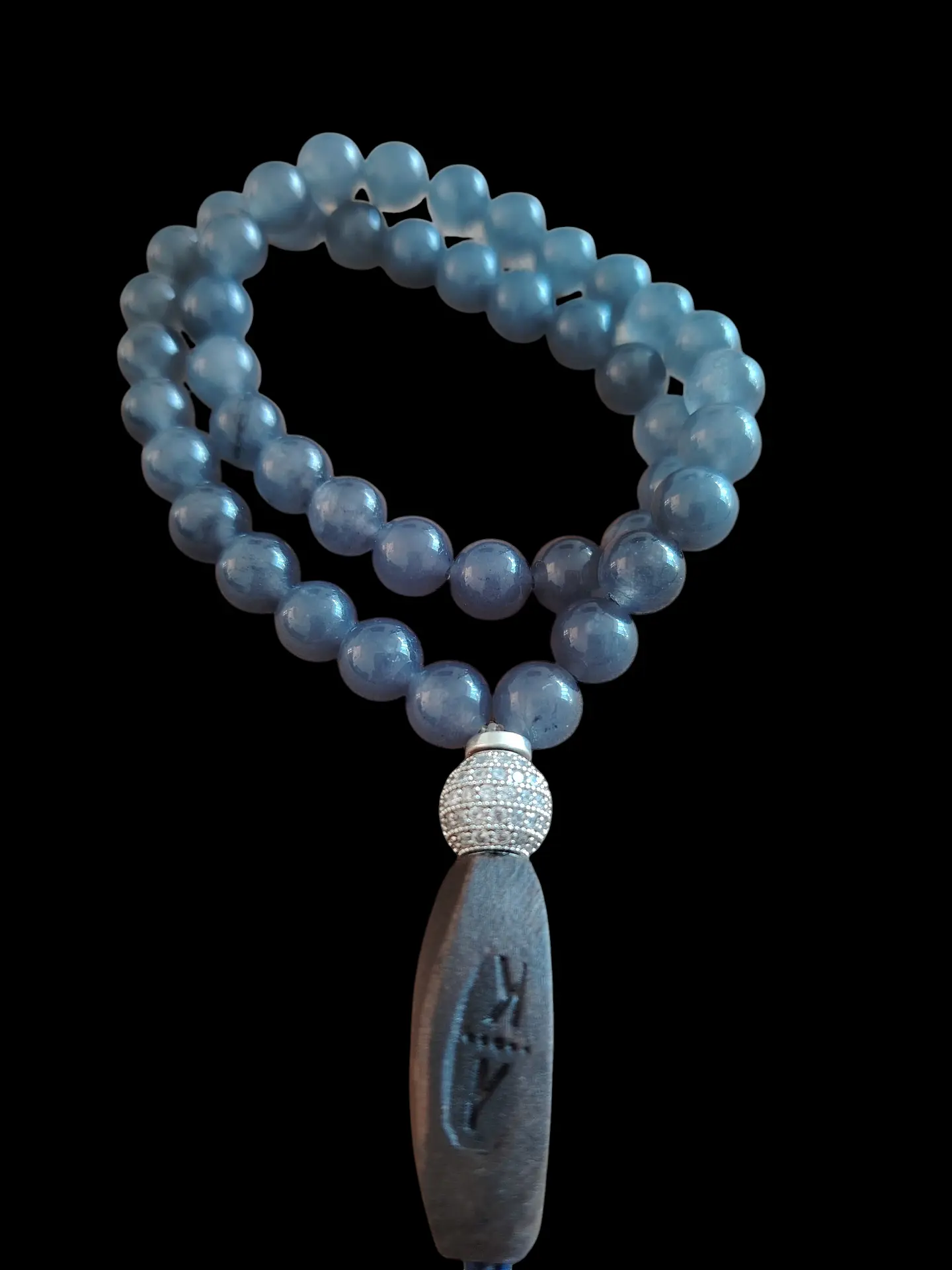 Japa Mala 45 cuentas de Cuarzo Ahumado azul 8mm 2
