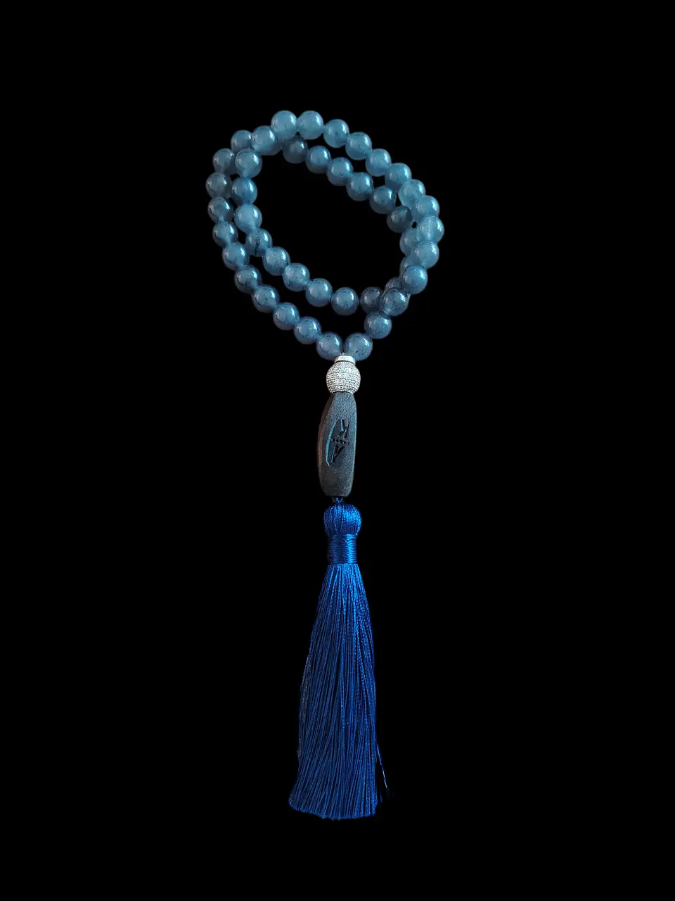 Japa Mala 45 cuentas de Cuarzo Ahumado azul 8mm 4