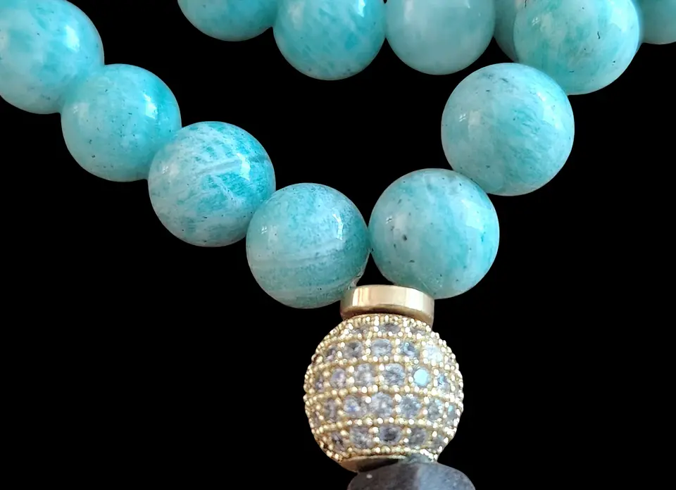 Japa Mala 45 cuentas de Aguamarina 8mm 3