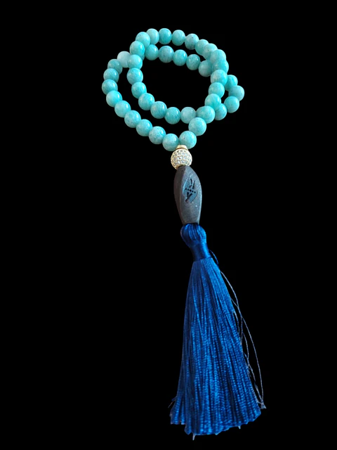 Japa Mala 45 cuentas de Aguamarina 8mm