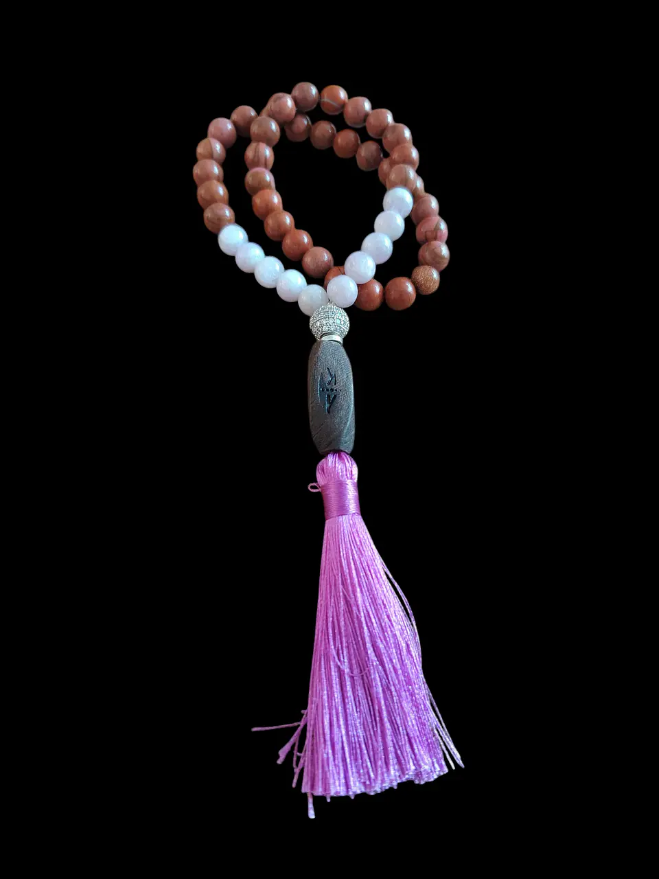 Japa Mala 45 cuentas de Kunzita y Jaspe Rojo de 8mm 4