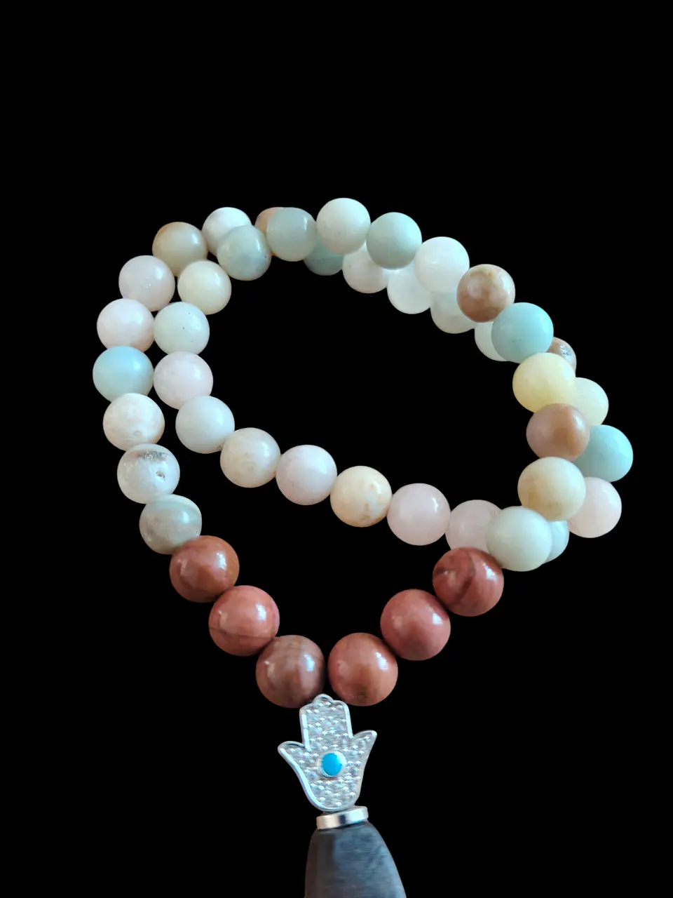 Japa Mala 45 cuentas de Jaspe rojo y Amazonita de 8mm 2