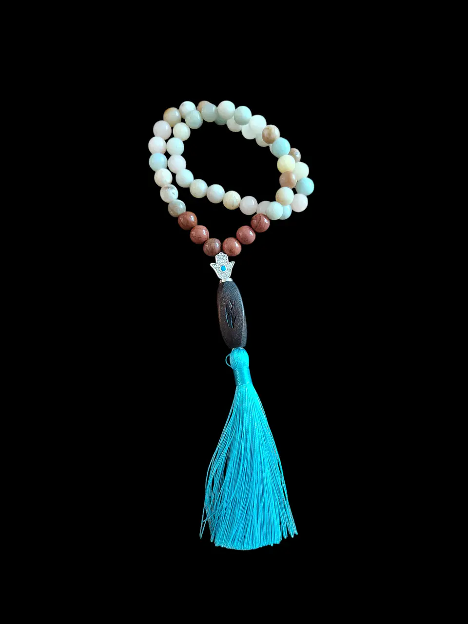 Japa Mala 45 cuentas de Jaspe rojo y Amazonita de 8mm 4