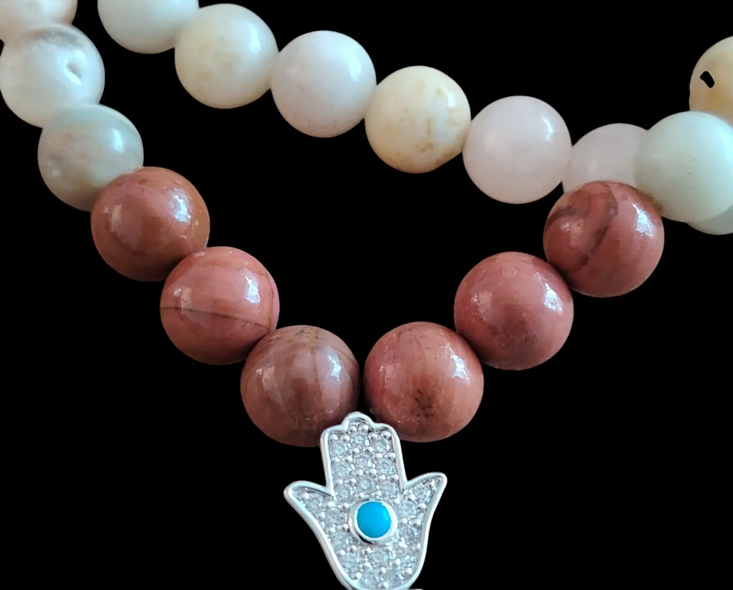 Japa Mala 45 cuentas de Jaspe rojo y Amazonita de 8mm 3
