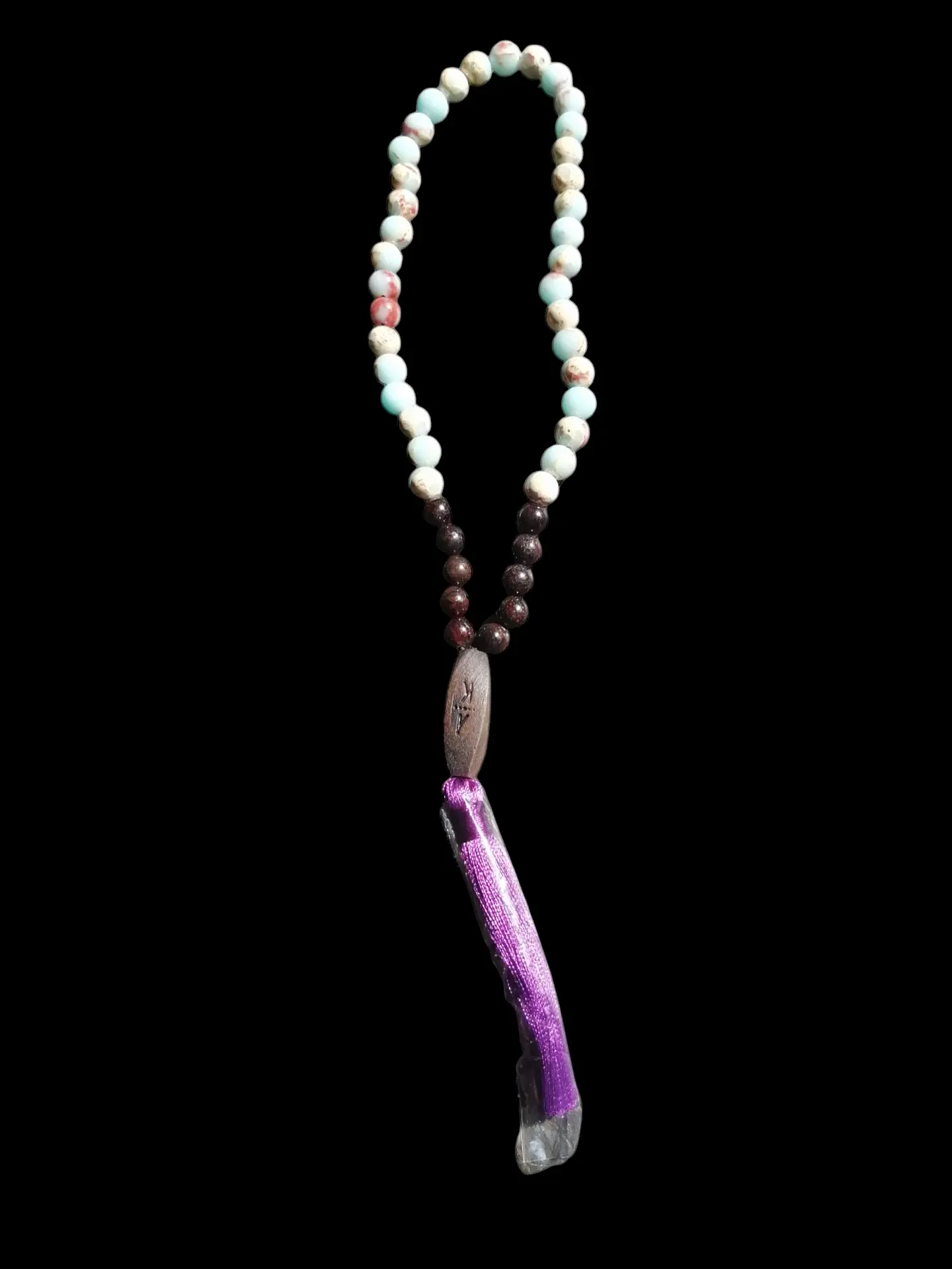 Japa Mala 45 cuentas de Jaspe Imperial y Granate 8mm 1