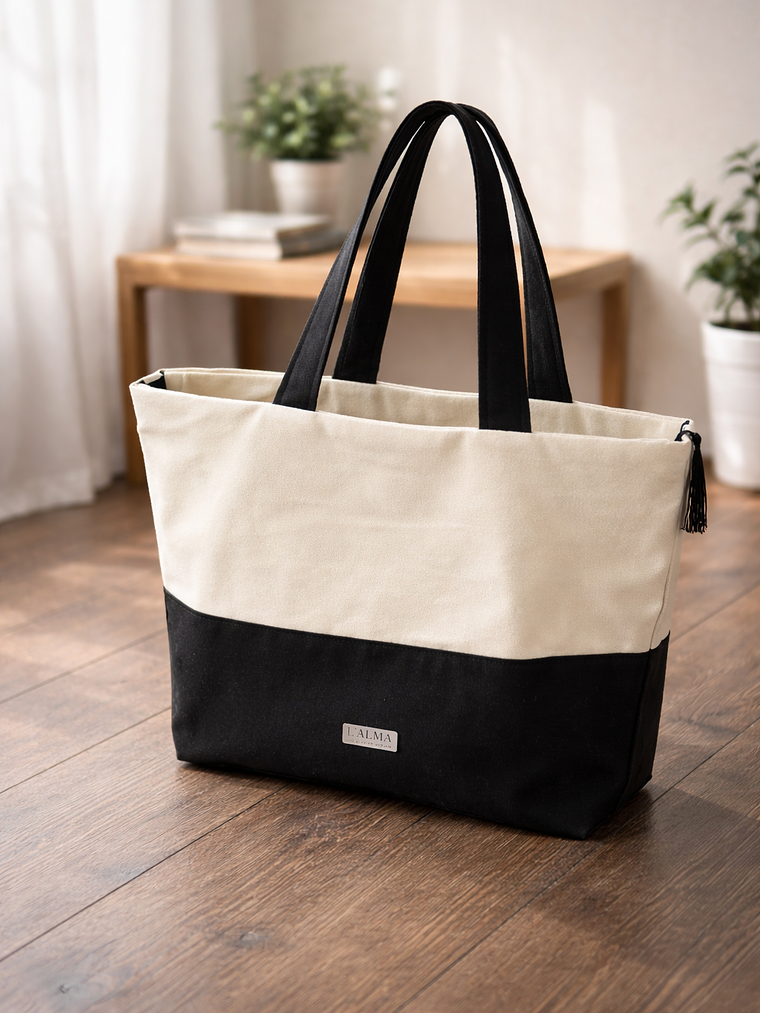 Lona Bicolor Crudo & Negro 2