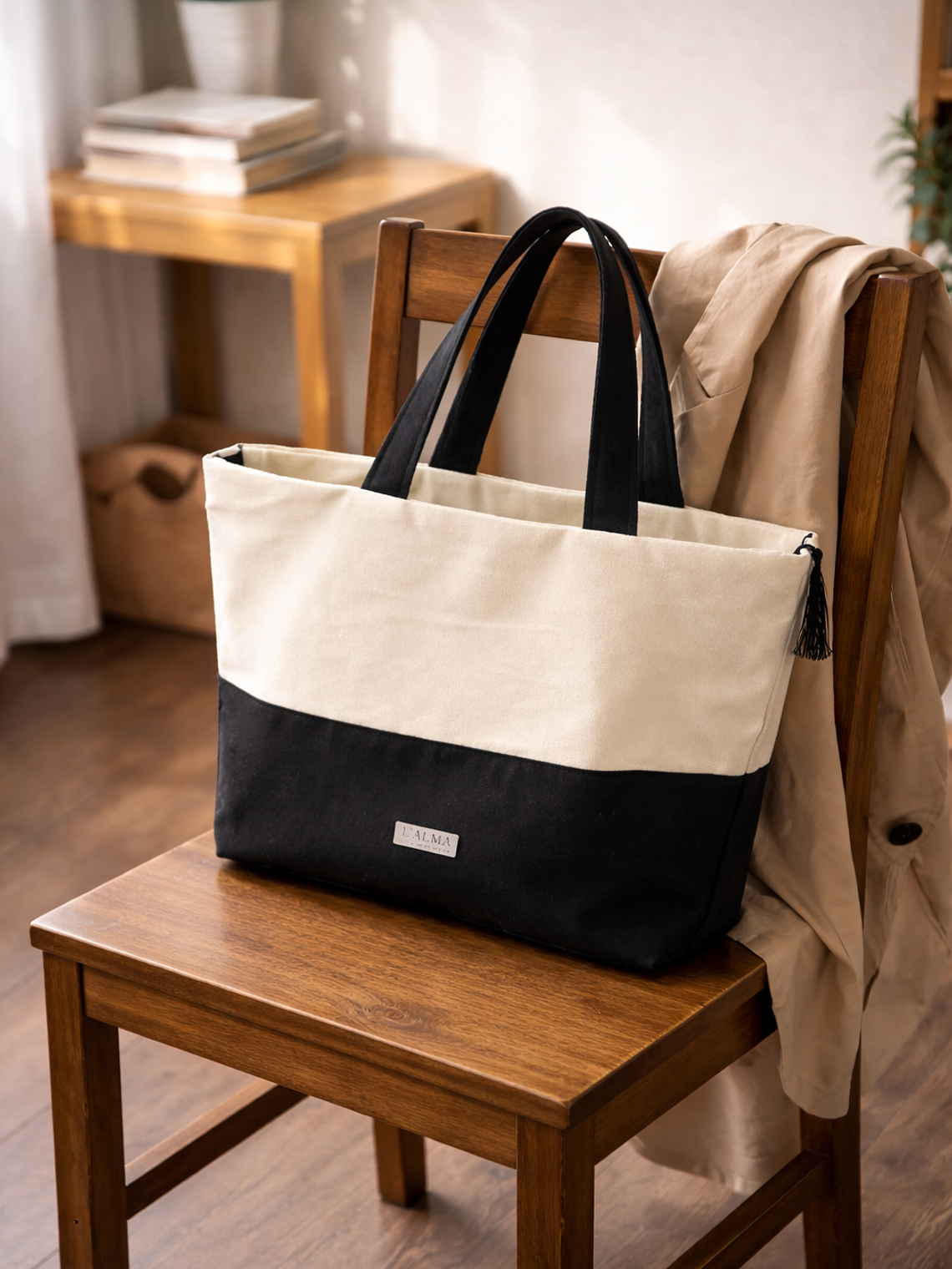 Lona Bicolor Crudo & Negro 3