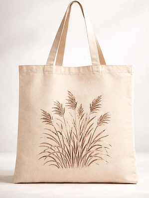 Bolso Tote Lona Pintada Mano Botánica Tiempo Natural Colores