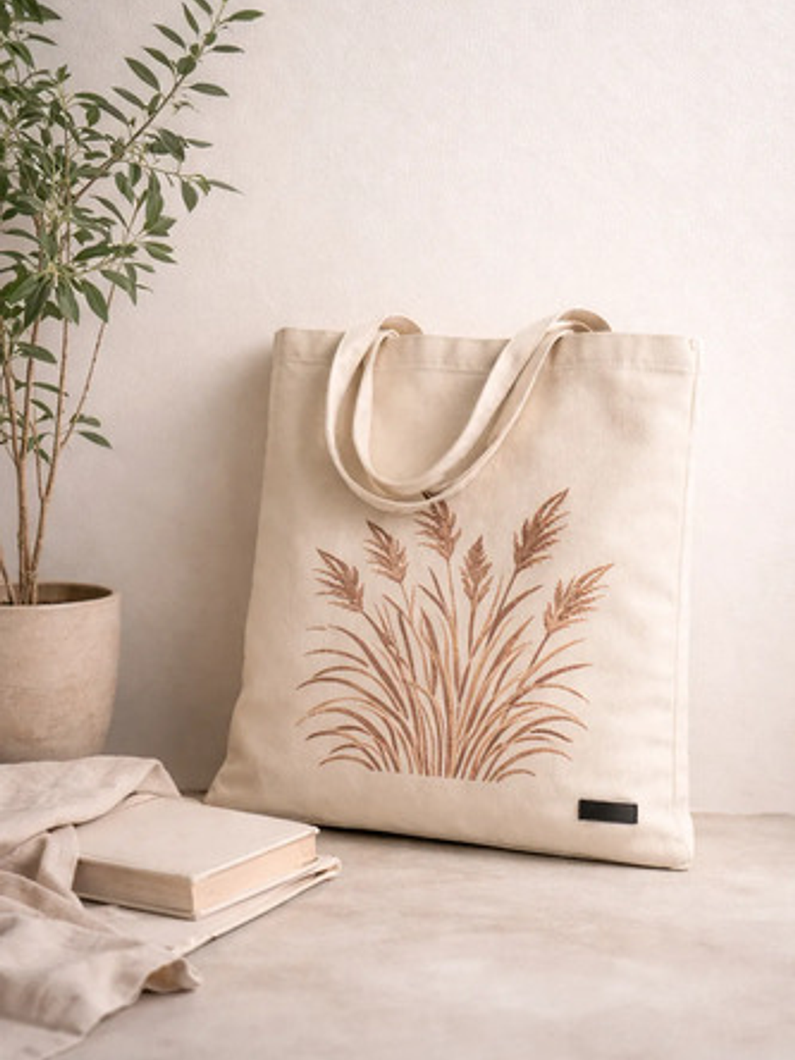 Bolso Tote Lona Pintada Mano Botánica Tiempo Natural Colores 4
