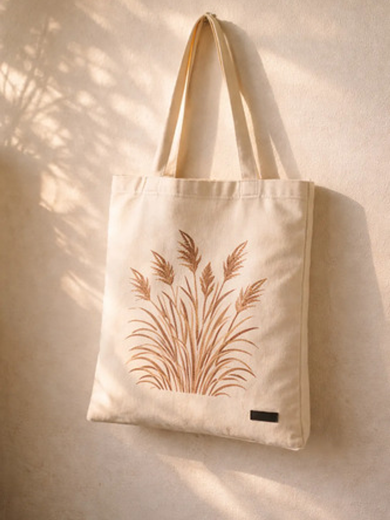 Bolso Tote Lona Pintada Mano Botánica Tiempo Natural Colores 5