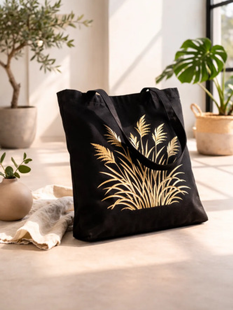 Bolso Tote Lona Pintada Mano Botánica Tiempo Natural Colores 9