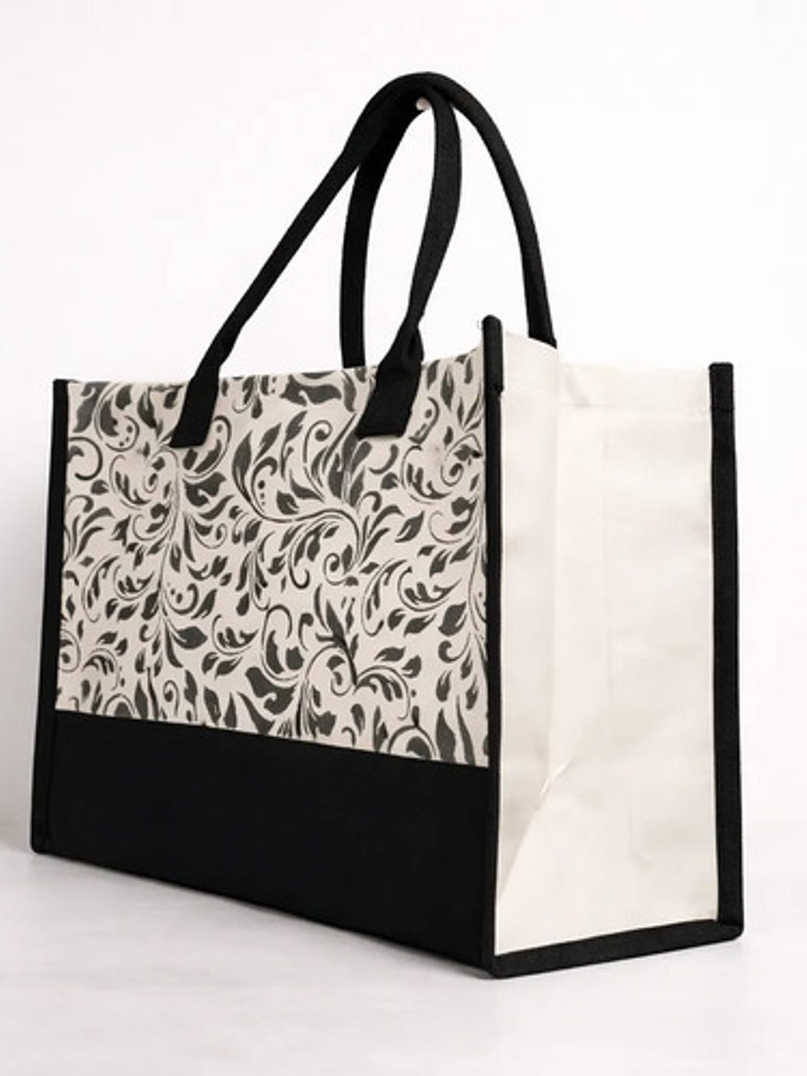 Bolso Modelo Shopper Lona Bicolor Negro Mujer 3