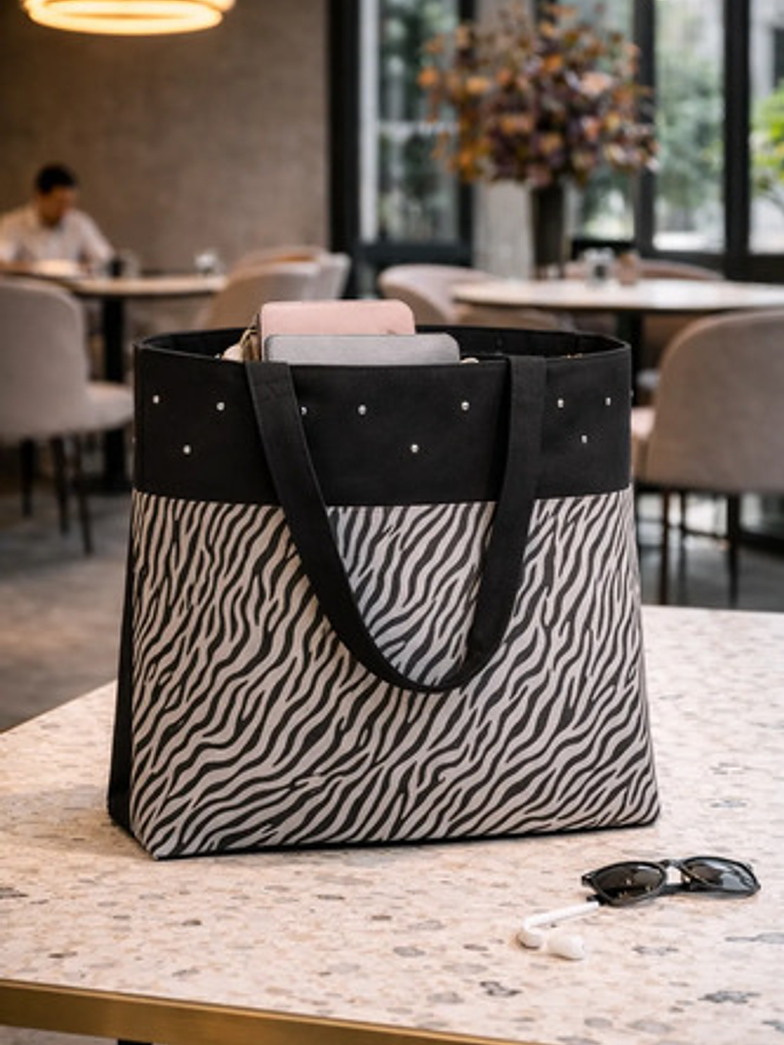 Cartera Tote Mujer Cebra Negra Urbana Diseño Exclusivo 5