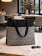 Cartera Tote Mujer Cebra Negra Urbana Diseño Exclusivo - Miniatura 5