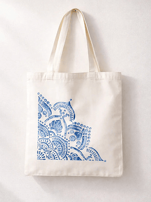 Bolso Tote Bag Algodón Natural Pintada Mano Colores 39x35 Cm