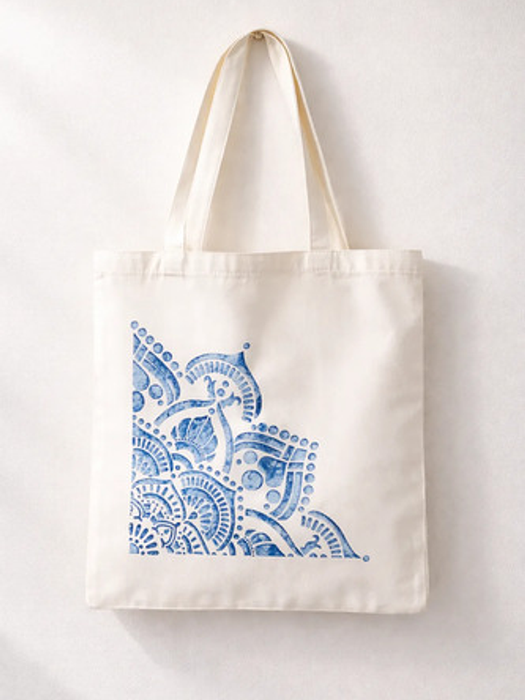 Bolso Tote Bag Algodón Natural Pintada Mano Colores 39x35 Cm 1