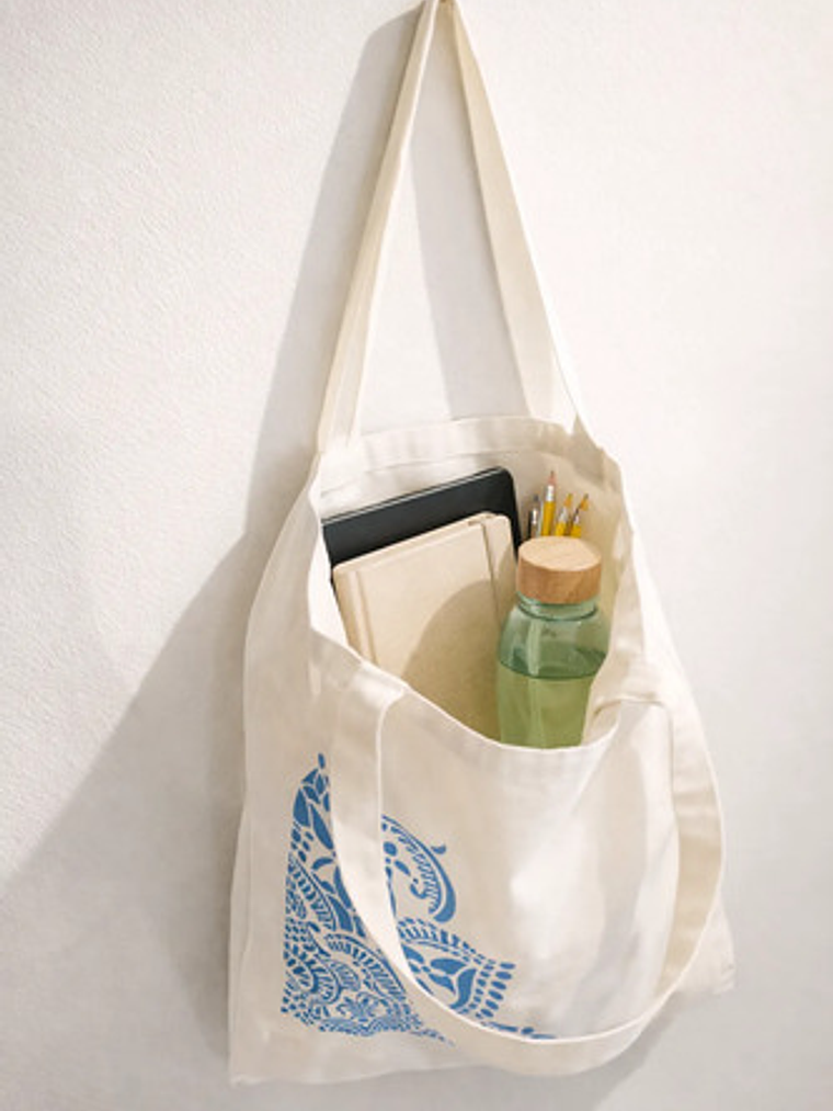 Bolso Tote Bag Algodón Natural Pintada Mano Colores 39x35 Cm 3